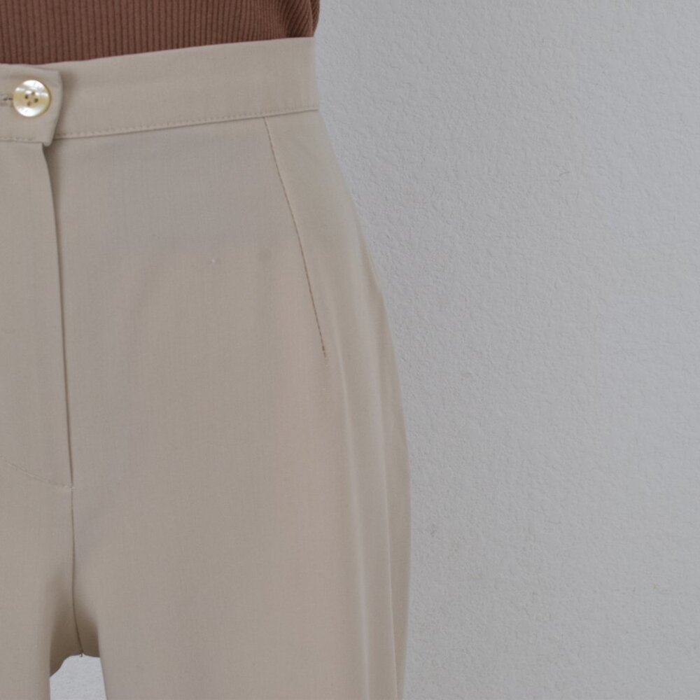 Worrn Vintage 80s‎ Beige Flat Front Stretch Pants | 31 waist - Picture 7 of 10